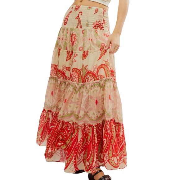 Free People Dresses & Skirts - Free People Women’s Super Thrills Print Tiered Maxi Skirt Multi Size S